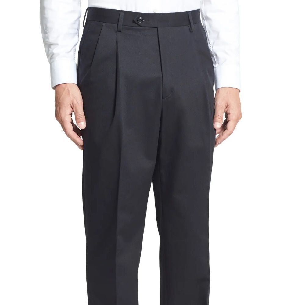 NWT NORDSTROM 'classic' smartcare relaxed fit double pleated cotton pants- 32x36